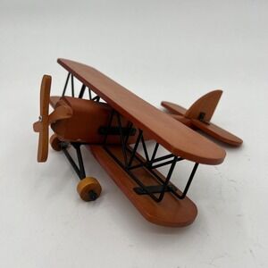 Collectible Handmade Wooden Bi-Plane Small Toy Plane